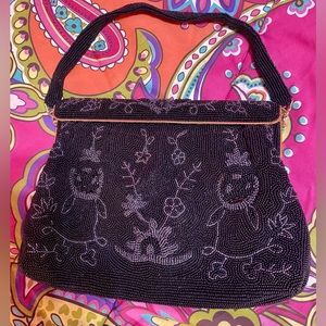 Vtg. Harry Rosenfeld Black Beaded Handbag